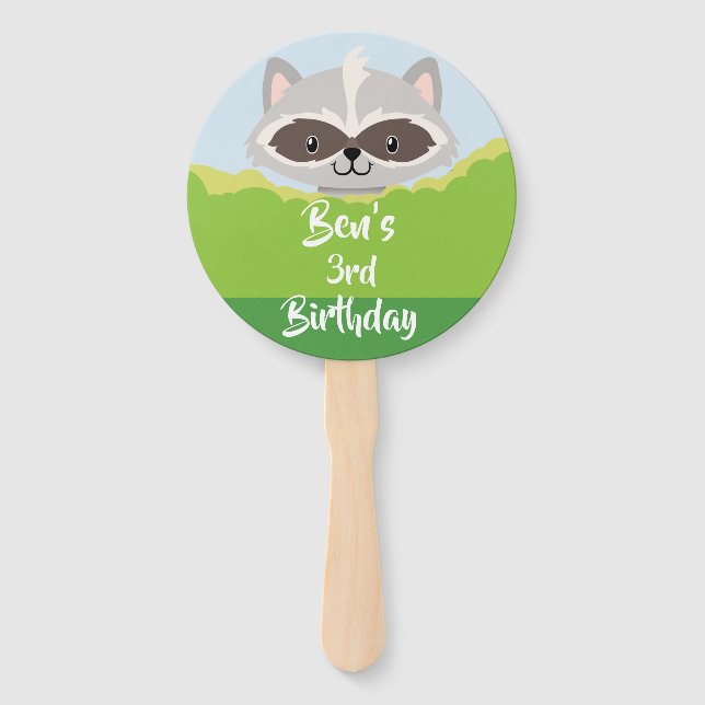 Waldtiere Raccoon Hand Fan Fächer (Vorderseite)