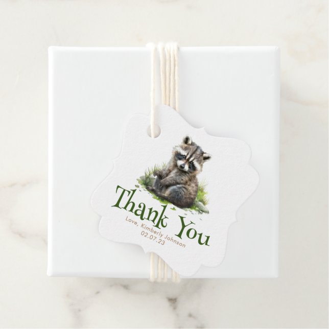 Waldtiere Raccoon Niedlich Danke Geschenkanhänger (Beispiel)