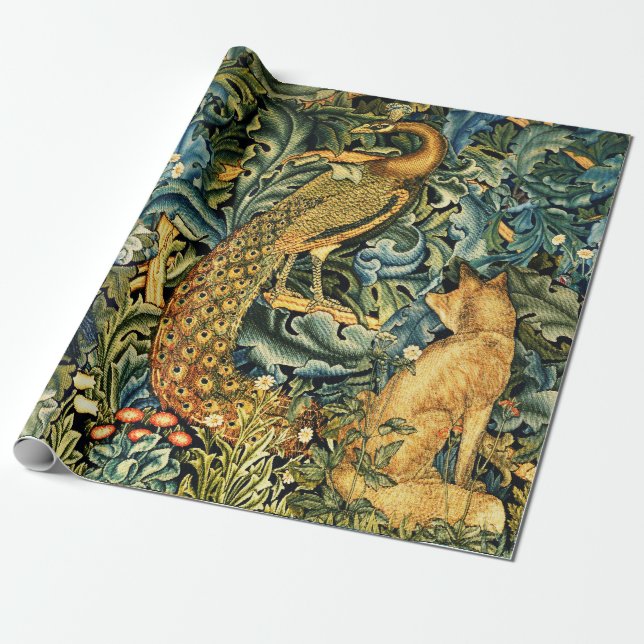 WALDTIERE, RAVEN, FOX, PEACOCK GESCHENKPAPIER (Ungerollt)