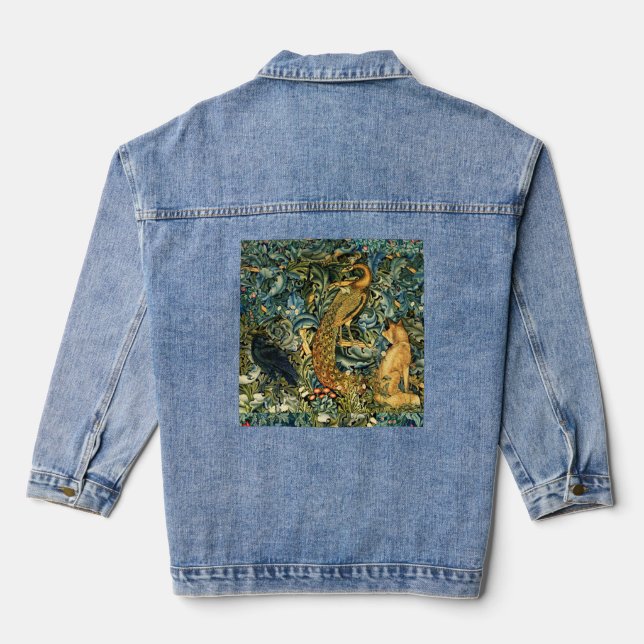 WALDTIERE, RAVEN, FOX, PEACOCK JEANSJACKE (Rückseite)