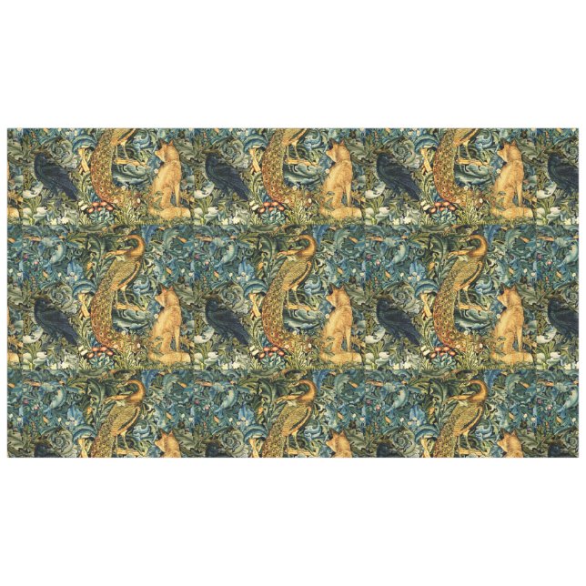 WALDTIERE, RAVEN, FOX, PEACOCK TISCHDECKE (Vorderseite (Horizontal))