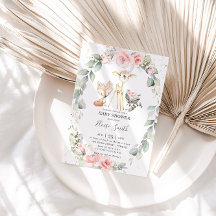 Waldtiere Rosa Blumengrün Babydusche