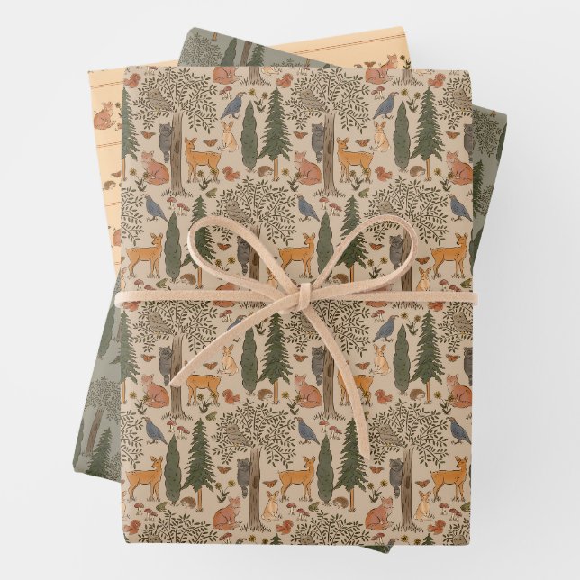Waldtiere rustikal geschenkpapier set (Beispiel)