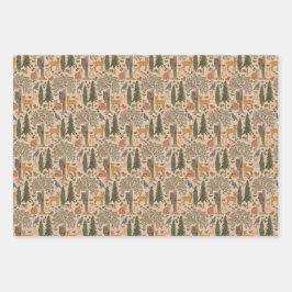 Waldtiere rustikal geschenkpapier set