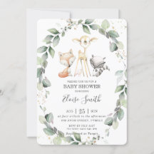 Waldtiere Rustikale Grünpflanzen Leafy Babydusche