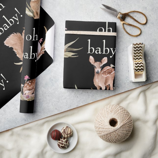 Waldtiere Schwarz Oh Baby Wrapping Paper Geschenkpapier (Basteln)
