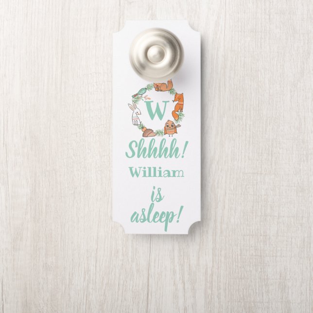 Waldtiere Shhh! Baby schläft Türanhänger (Auf Knauf)