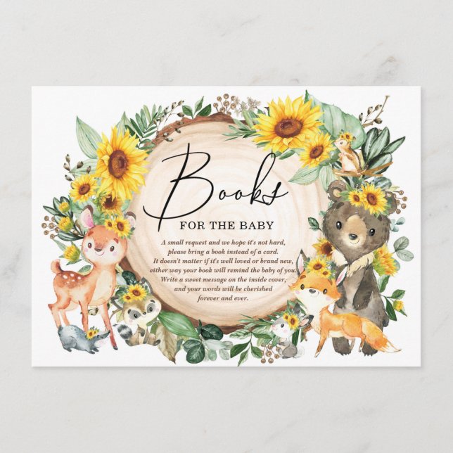 Waldtiere Sonnenblumen Grünbücher für Baby Begleitkarte (Vorderseite)