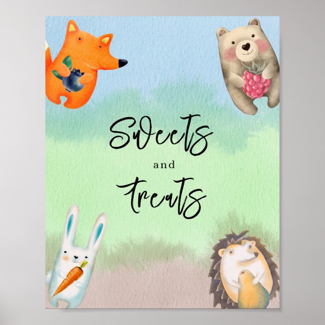 Waldtiere - Süßigkeiten und Leckereien Poster (Vorne)