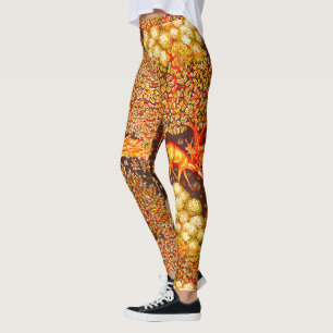 WALDTIERE, TIERE MIT ROCKENER, roter, gelber Blume Leggings