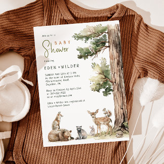 Waldtiere Tiere Paare Kinderdusche Einladung
