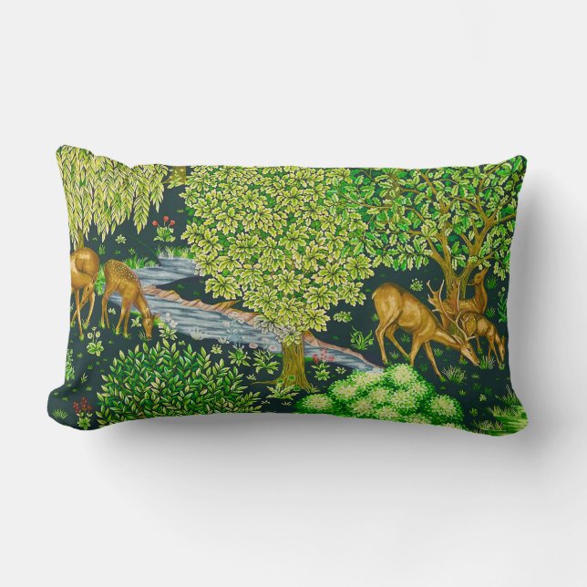 WALDTIERE, TIERE VON BROOK, blau, grün Lendenkissen (Vorderseite)