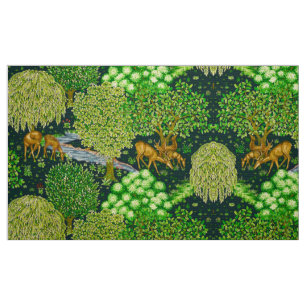 WALDTIERE, TIERE VON BROOK, blau, grün Stoff