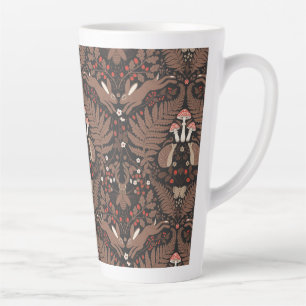 Waldtiere und Pflanze in rot und braun Milchtasse