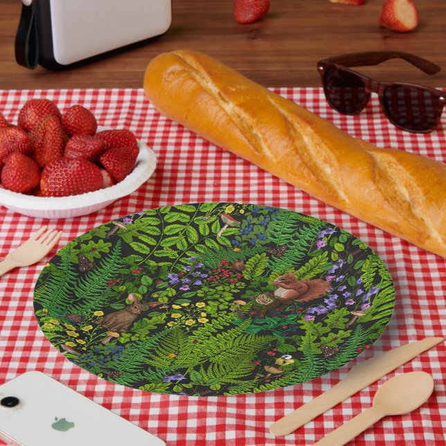 Waldtiere und Pflanze Pappteller (Picknick)