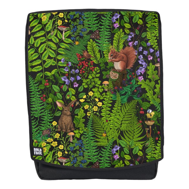 Waldtiere und Pflanze Rucksack (Vorderseite)
