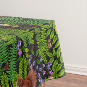 Waldtiere und Pflanze Tischdecke
