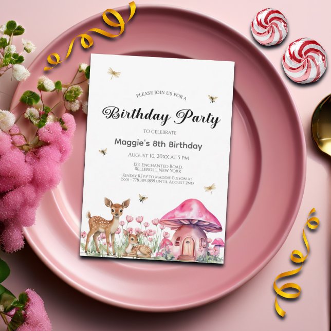 Waldtiere und Pilze der Mädels 8. Geburtstag Einladung (Von Creator hochgeladen)