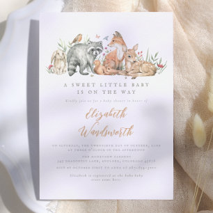 Waldtiere Vintage-Baby-Party Einladung