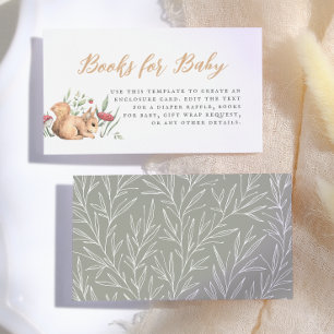 Waldtiere Vintage-Baby-Shower-Bücher für Baby Begleitkarte
