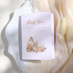 Waldtiere Vintage Babydusche Dankeskarte<br><div class="desc">Eine Dankeschön-Karte, die zu unserer Vintagen Baby Shower Kollektion der Waldtiere passt. Auf dieser gefalteten Karte finden Sie eine von Hand gezeichnet Szene von Waldtieren, darunter ein Fuchs und ein Hirsch inmitten üppiger Vegetation, Blume im Herbst und bezaubernde Pilze. "Danke" ist in Vintager Kalligraphie geschrieben. Unten finden Sie eine bearbeitbare...</div>