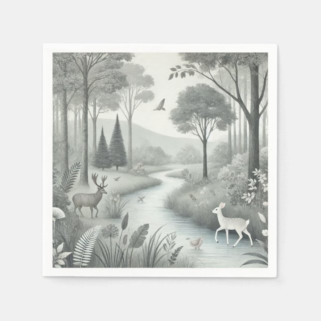 Waldtiere vintage serviette (Vorderseite)
