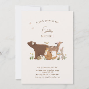 Waldtiere Wald Freunde Baby Shower Einladung