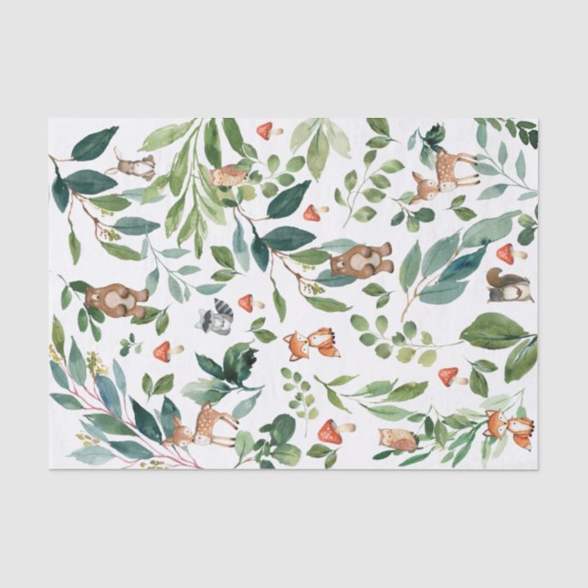 Waldtiere Wald Grüne Landschaft Landschaftsdekorat Seidenpapier (Vorderseite)