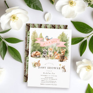 Waldtiere Wald Mädchen Baby Shower Einladung