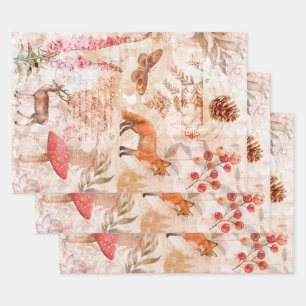 Waldtiere Wald Scrapbook Verpackung Geschenkpapier Set