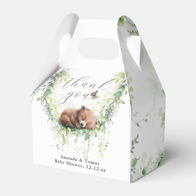 Waldtiere Waldgrün Baby Boy Dusche Geschenkschachtel (Vorderseite)