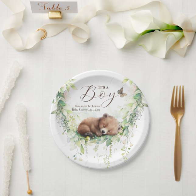 Waldtiere Waldgrün Baby Boy Dusche Pappteller (Hochzeit)