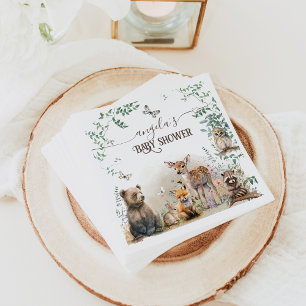 Waldtiere Waldgrün Baby Dusche Serviette
