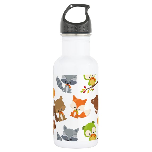 Waldtiere, Waldtiere, Falltiere Edelstahlflasche (Vorderseite)
