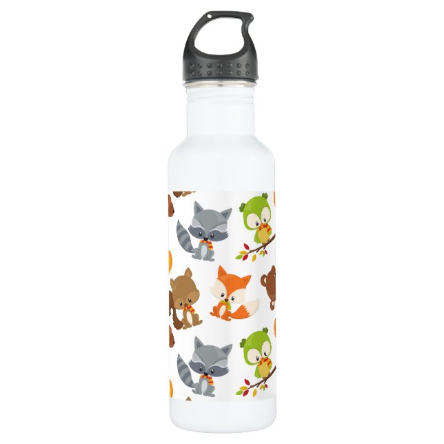 Waldtiere, Waldtiere, Falltiere Edelstahlflasche (Vorderseite)