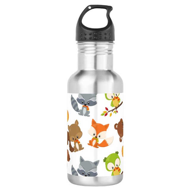 Waldtiere, Waldtiere, Falltiere Edelstahlflasche (Vorderseite)