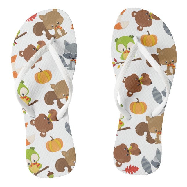 Waldtiere, Waldtiere, Falltiere Flip Flops (Fußbett)
