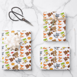 Waldtiere, Waldtiere, Falltiere Geschenkpapier Set