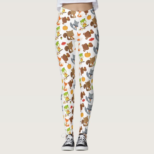Waldtiere, Waldtiere, Falltiere Leggings (Vorderseite)