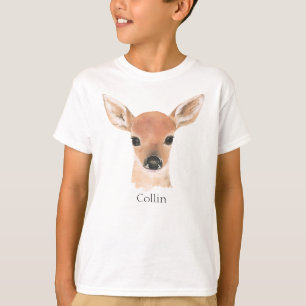 Waldtiere Wasserfarben Hirschtypografie Name T-Shirt