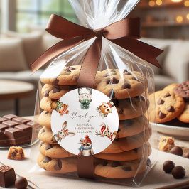 Waldtiere Weihnachtsdusche Runder Aufkleber