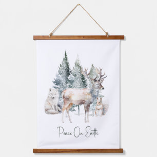 Waldtiere Weihnachtsfeiertag Wandteppich Mit Holzrahmen