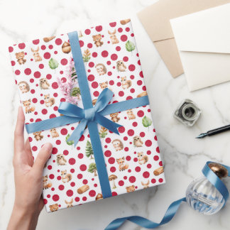 Waldtiere Weihnachtsfest Glitzer Geschenkpapier