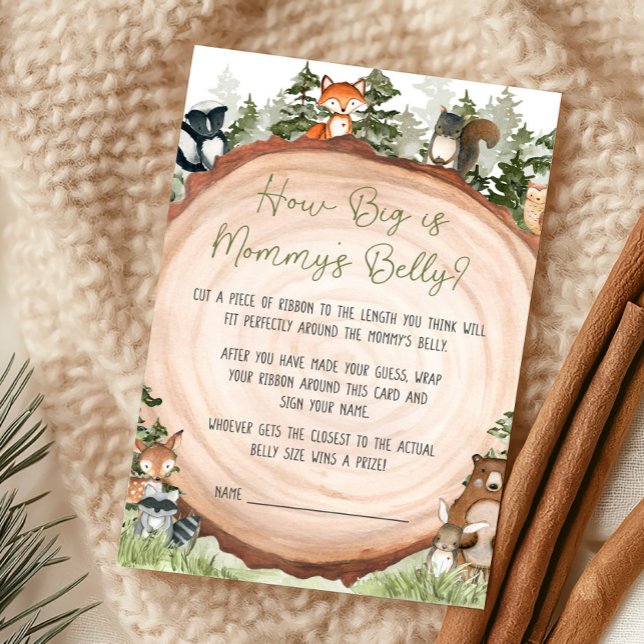 Waldtiere Wie groß ist Mamas Bauch Spiel (Boy Woodland Animals Baby Shower How Big Is Mommy's Belly Game)