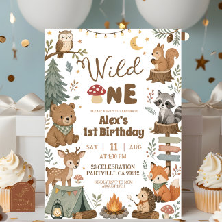 Waldtiere Wilder Junge 1. Geburtstag Einladung