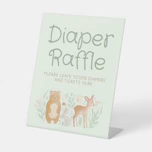 Waldtiere Windel-Raffle Platz Baby Shower  Sockelschild