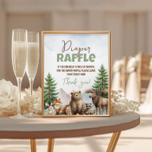 Waldtiere-Windel-Raffle-Schild 8x10