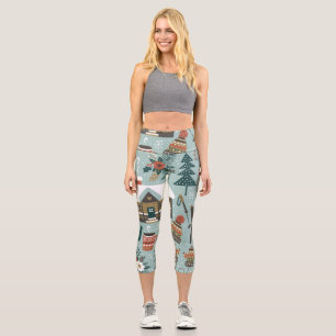 Waldtiere: Winter Vintag nahtlos. Capri Leggings