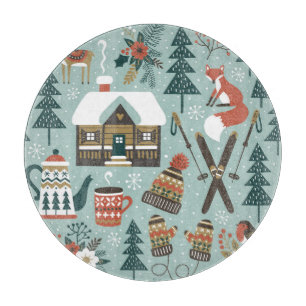 Waldtiere: Winter Vintag nahtlos. Schneidebrett