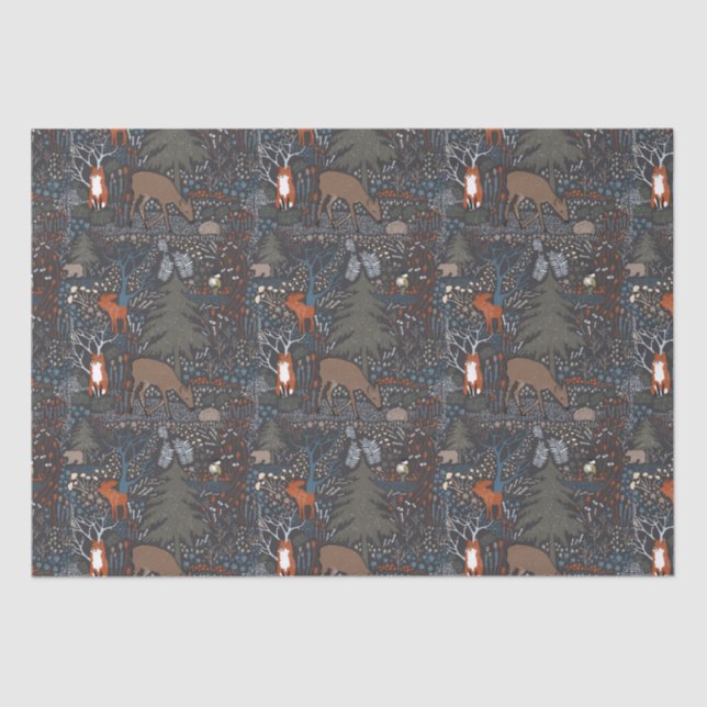 Waldtiere Winterwald Seidenpapier (Vorderseite)